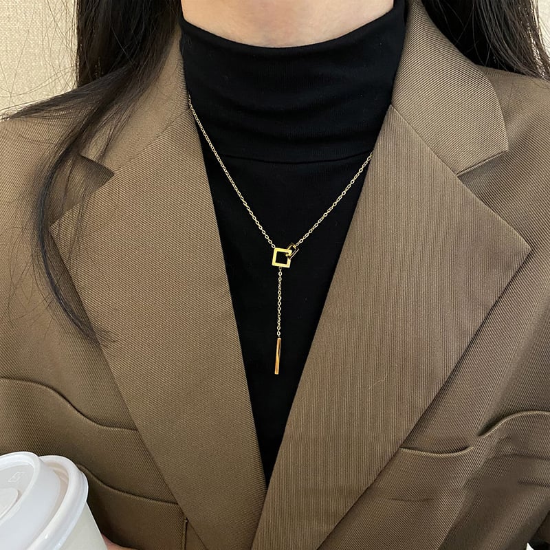 Picture of Classic Shiny Zircon Heartbeat Necklace Women's Fashion Jewelry Gift - Gold