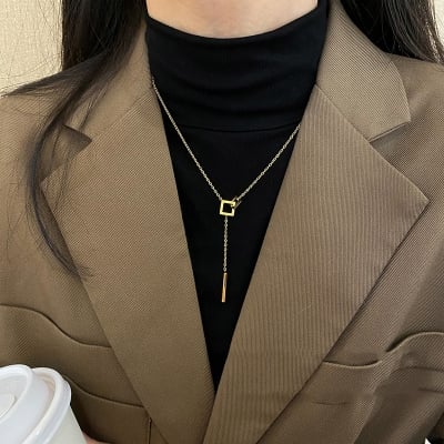 Picture of Classic Shiny Zircon Heartbeat Necklace Women's Fashion Jewelry Gift - Gold