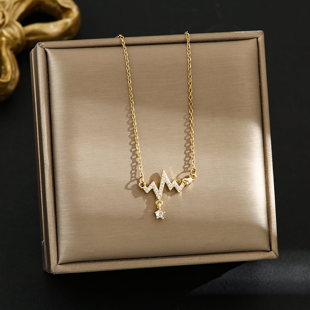 Picture of Fashionable New Necklaces Set for Women Jewelry Trendy Women's Gold Plated Silver Chain Necklace with Crystal Stones