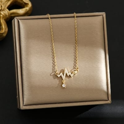 Picture of Fashionable New Necklaces Set for Women Jewelry Trendy Women's Gold Plated Silver Chain Necklace with Crystal Stones