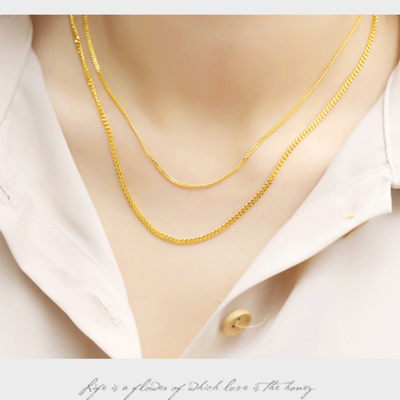 Picture of Fashion Woman 18k Gold Plated Stainless Steel Heart Charm Love Chain Necklace - Gold