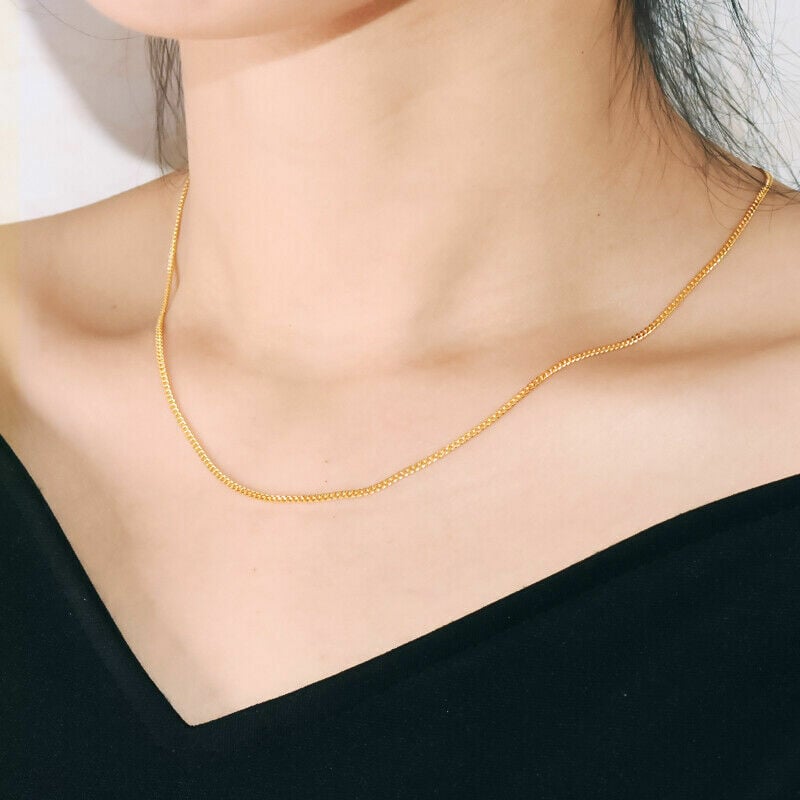 Picture of Fashion Woman 18k Gold Plated Stainless Steel Heart Charm Love Chain Necklace - Gold