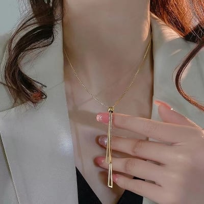 Picture of Korean Style Fashion Heart Necklace for Women - Gold