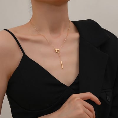 Picture of Simple Design Rhinestone Zircon Necklaces For Women Luxury - Gold