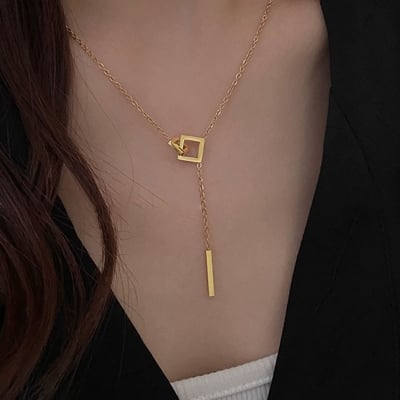 Picture of Simple Design Rhinestone Zircon Necklaces For Women Luxury - Gold