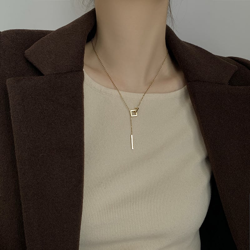 Picture of Simple Design Rhinestone Zircon Necklaces For Women Luxury - Gold