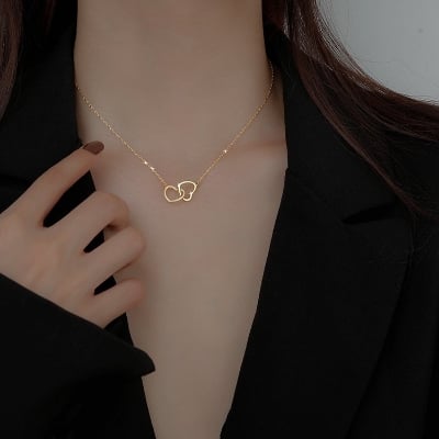 Picture of Love Romantic Stainless Steel Love Heart Necklaces For Women - Gold