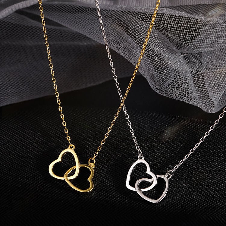 Picture of Fashionable Double Hart Necklaces for Women - Gold