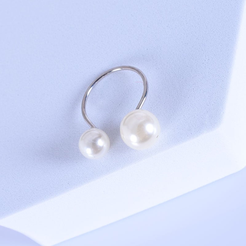 Picture of Pearl Ring Index Finger Ring Female Fashion Personality Element Circle Simple Student Rings For Women - Gold