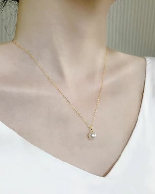 Picture of Korean Pearl Chopsticks Necklace Ins Girl New Fashion Women - Gold