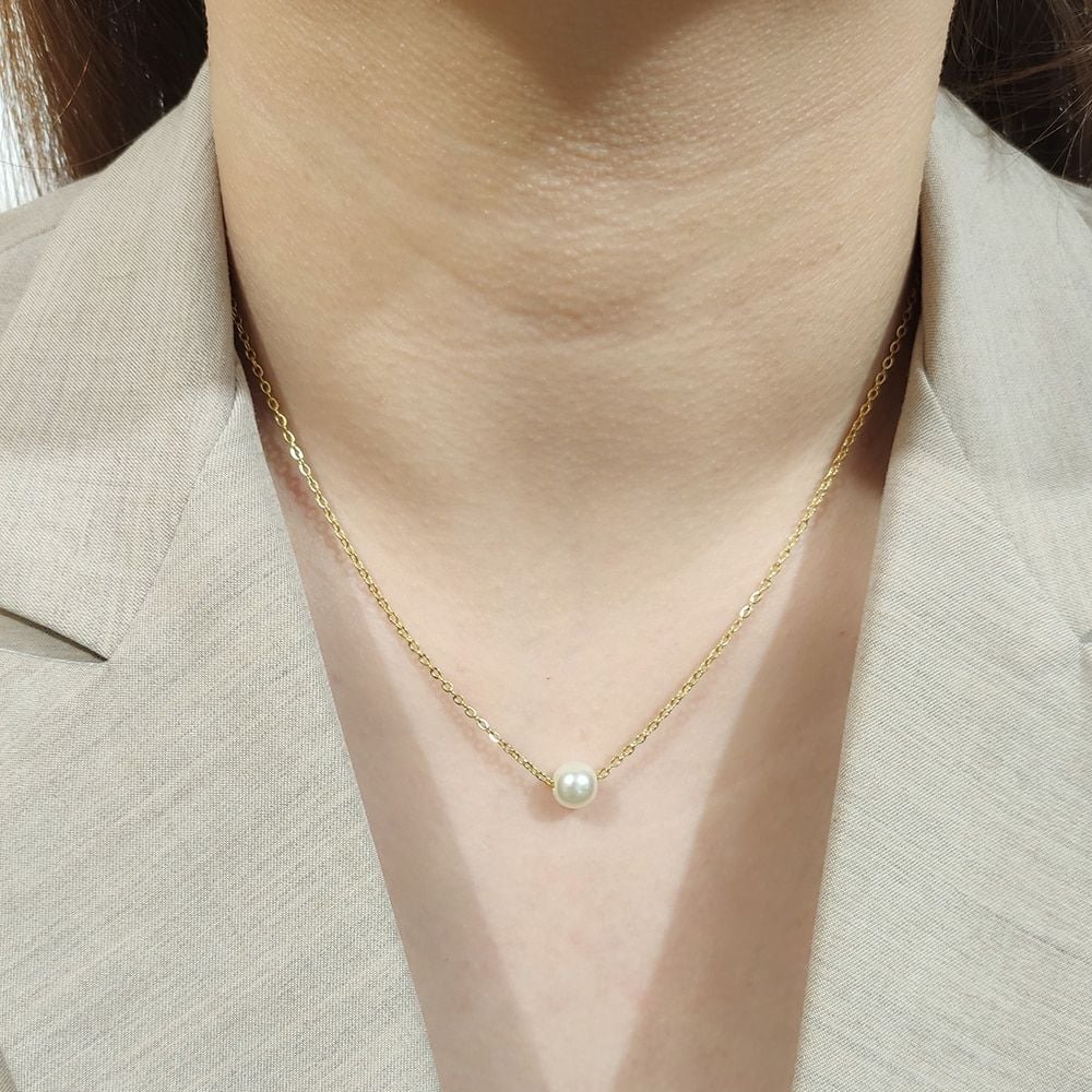 Picture of Simple Pearl Chain Necklace Women Fashion - Gold