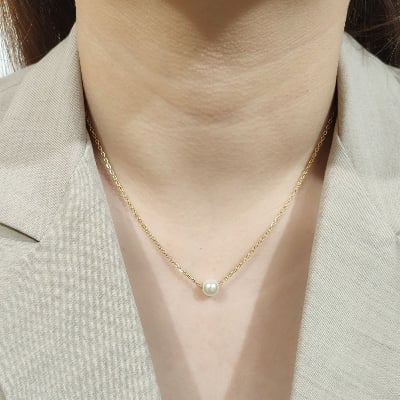 Picture of Simple Pearl Chain Necklace Women Fashion - Gold