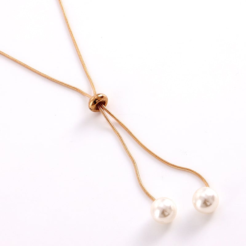Picture of Korean Elegant Pearl Necklace Women's Fashion Jewelry Accessory - Gold
