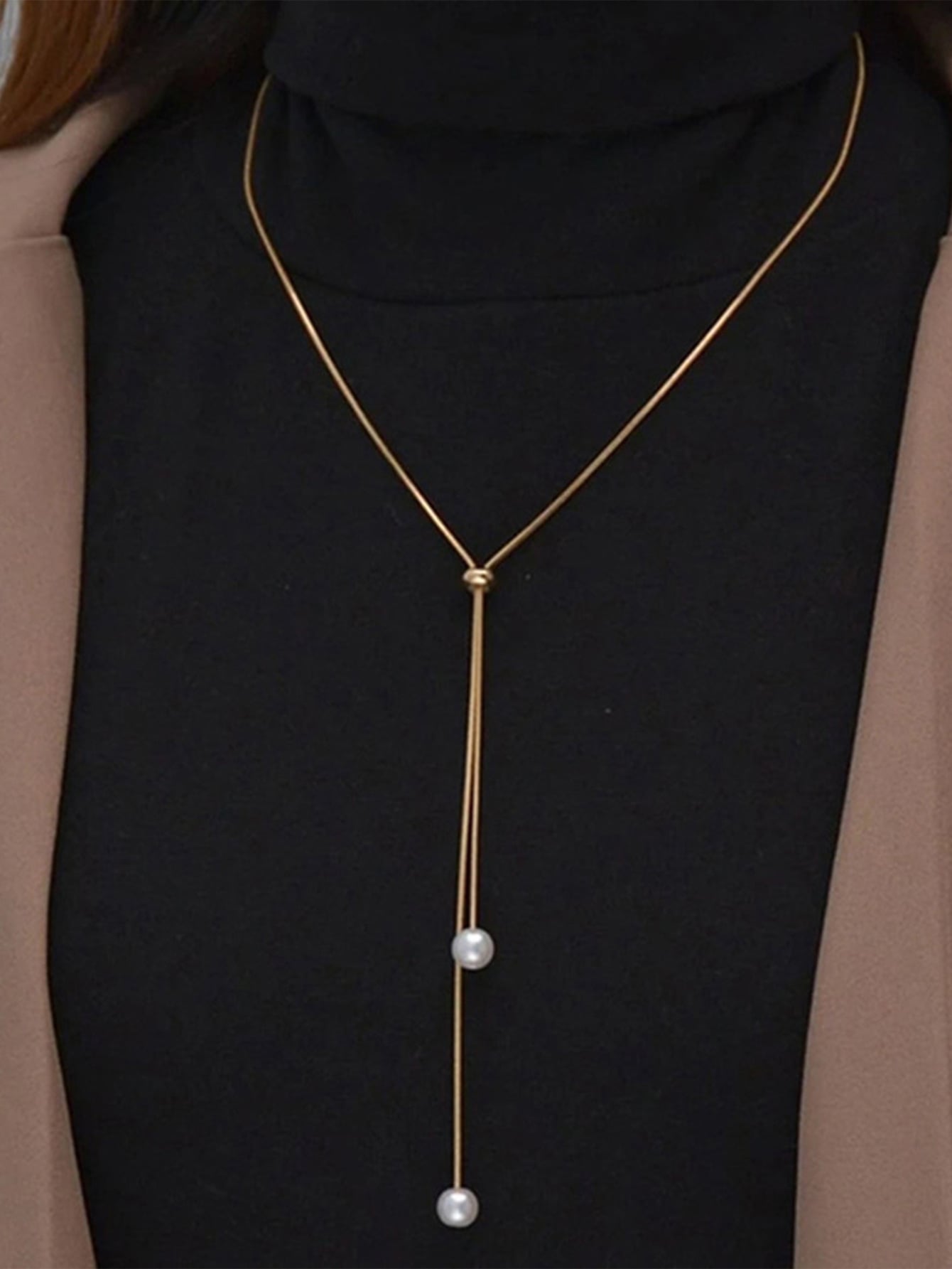 Picture of Korean Girls Ins Pearl Necklace Stylish Clavicle Necklaces - Gold