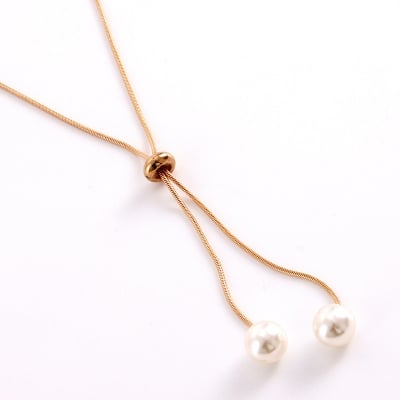 Picture of Korean Girls Ins Pearl Necklace Stylish Clavicle Necklaces - Gold
