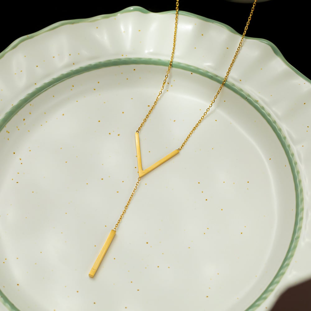 Picture of Minimalist Single New V Necklace Stylish Girls - Gold