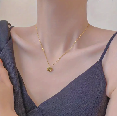 Picture of Single Love Stainless Steel Necklace For Woman - Gold