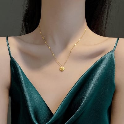Picture of Single Love Stainless Steel Necklace For Woman - Gold