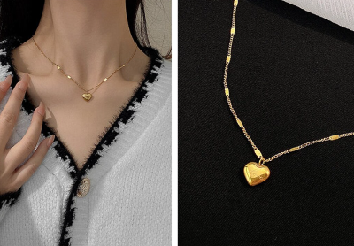 Picture of Single Love Stainless Steel Necklace For Woman - Gold