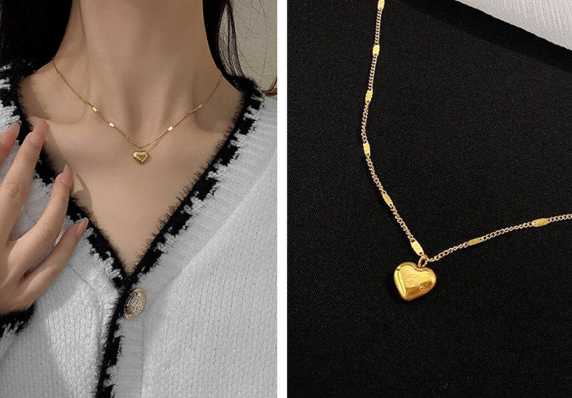 Picture of Single Love Stylish Necklace For Woman - Gold