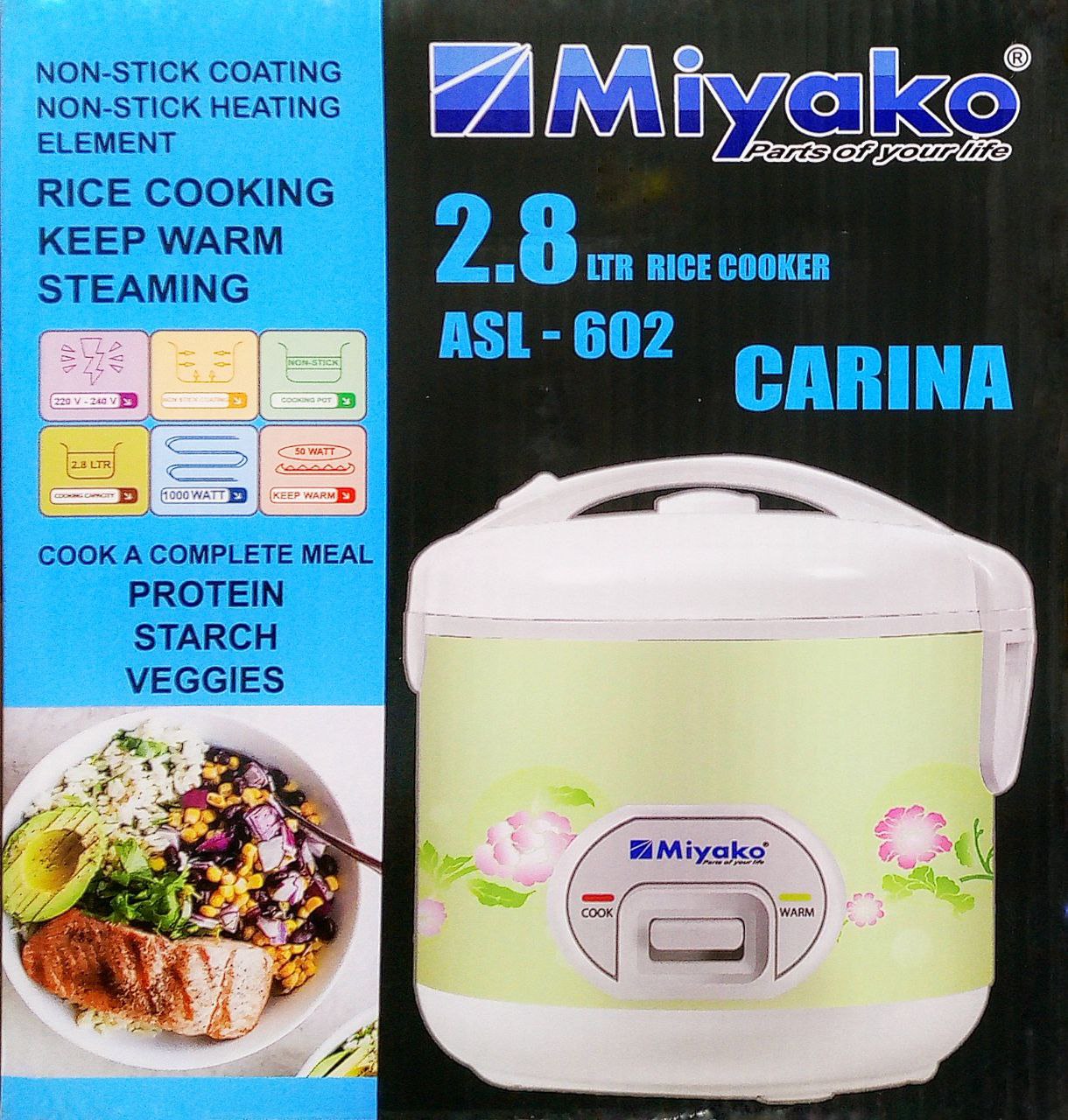 Picture of Miyako 2.8 Liter Family Size Rice Cooker ASL-602 Multicolor-ASL602