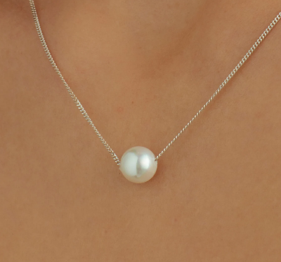 Picture of Korean Girls Ins Pearl Necklace Clavicle Chain - Silver