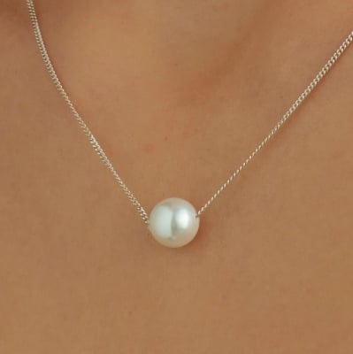 Picture of Simple Pearl Chain Necklace Women Fashion - Silver