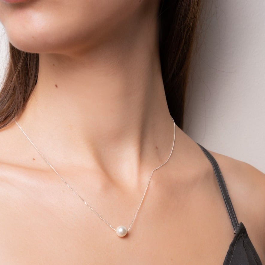 Picture of Simple Pearl Chain Necklace Women Fashion - Silver
