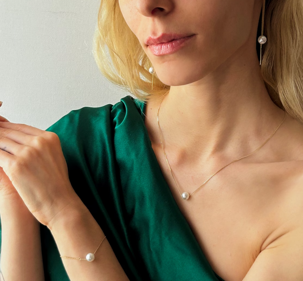 Picture of Korean stylish Girls Pearls Necklace For Woman - Gold