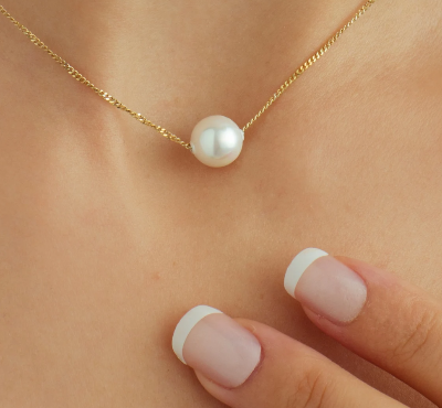 Picture of Korean stylish Girls Pearls Necklace For Woman - Gold