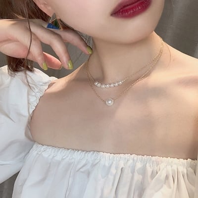 Picture of Pearl Stylish Client Necklace for Ladies - Gold