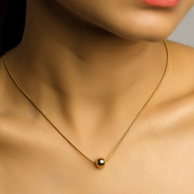 Picture of Fashion Sweet Pearl Ball Droplets Chain Necklace - Gold