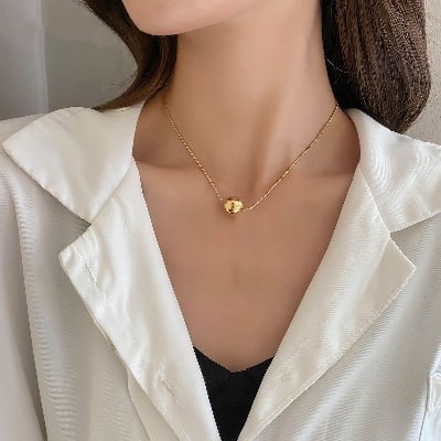 Picture of Single Pearl Necklace For Woman - Gold