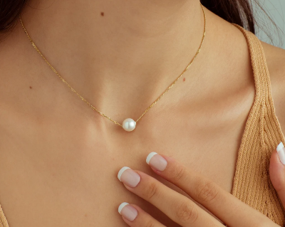 Picture of Elegant Delicate Pearl Clavicle Necklace for Women Fashion Girl Jewelry - Gold