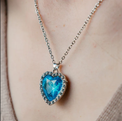 Picture of Titanic Heart Of Ocean Blue Necklace for Women Friends Austrian Crystals Rhinestone Love - Blue