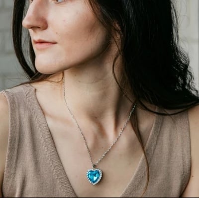 Picture of Heart of the Ocean Necklaces Heart of the Ocean Titanic Necklace CZ Necklace Heart Necklaces - Blue