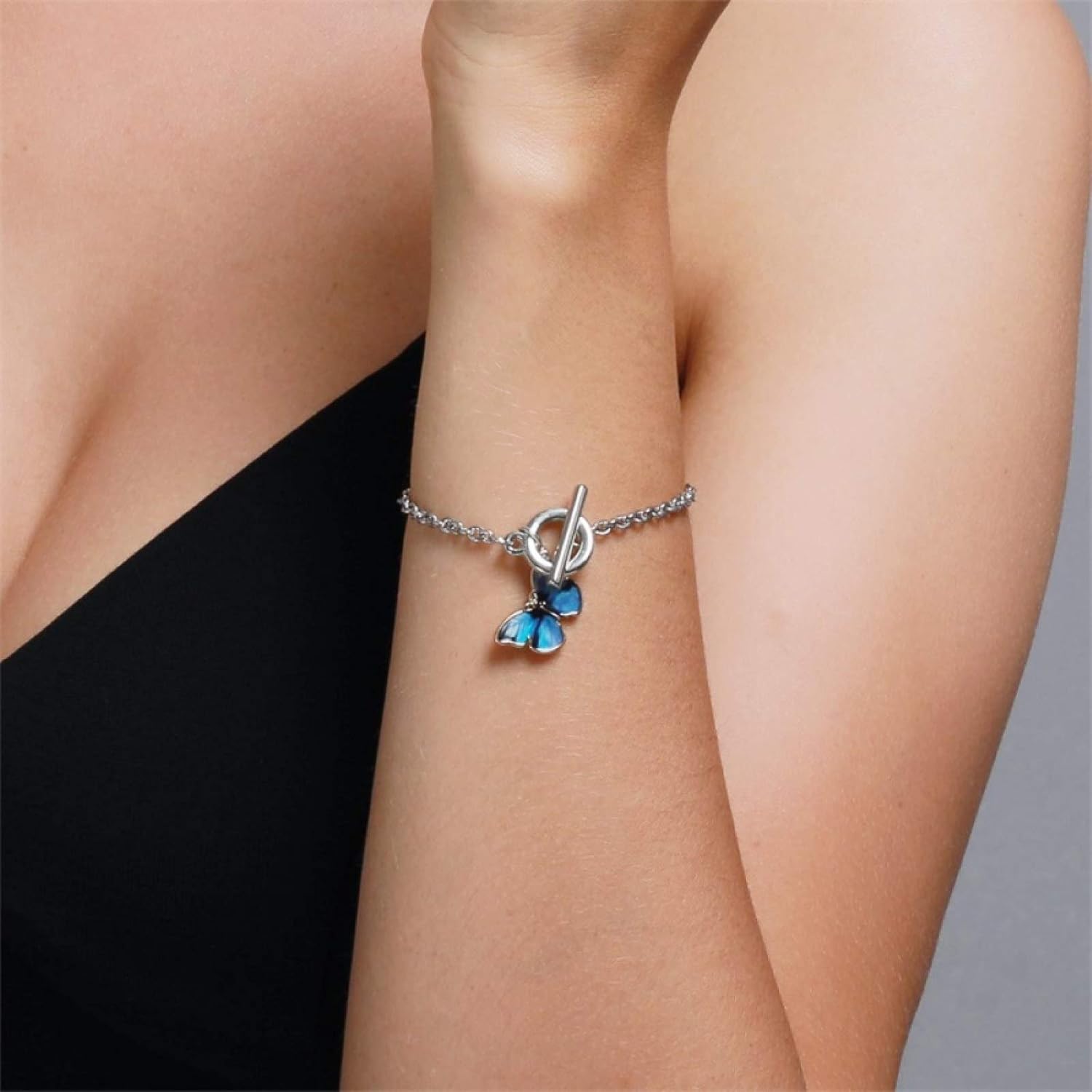 Picture of Stylish Women Fashion Jewelry Valentine Gift Gradient Butterfly Bracelet - Silver