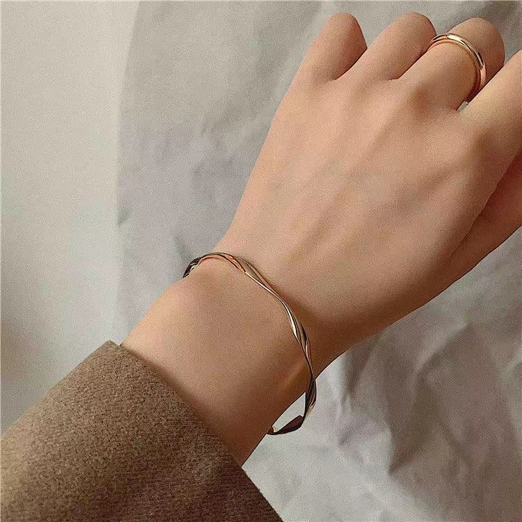 Picture of Bamboo Shape Adjustable Size Bracelet For Woman Fashion Luxury Korean Jewelry Retro Girl'S Unusual Bracelet Cuff - Bracelet For Women - Gold