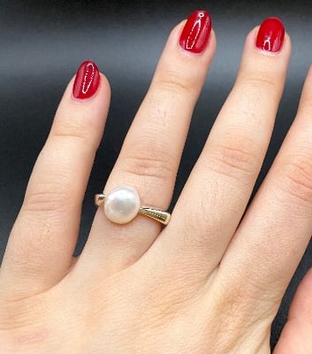 Picture of Unique pearl ring Korean fashion women ring jewelry opening adjustable