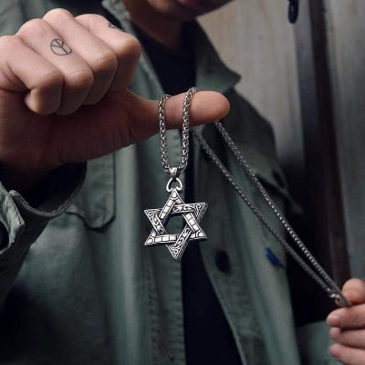Picture of Trendy Metal Chain for Men - Men's Pendant Star Jewelry Accessories - Necklace for Men and WomenStar Pendant Necklace Men's Charm Rock Party Jewelry - Silver