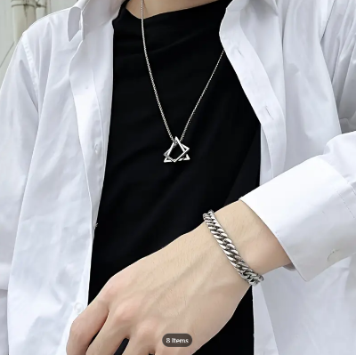 Picture of Square Triangle of David hexagram pendant necklace Jewelry gift for men