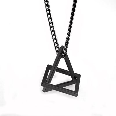 Picture of Square Triangle Necklaces Star of David Jewelry - Black