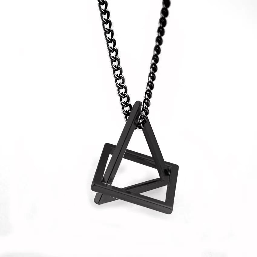 Picture of Men's Square Triangle Necklace Hip-Hop Boys' Personalized Sweater Necklace