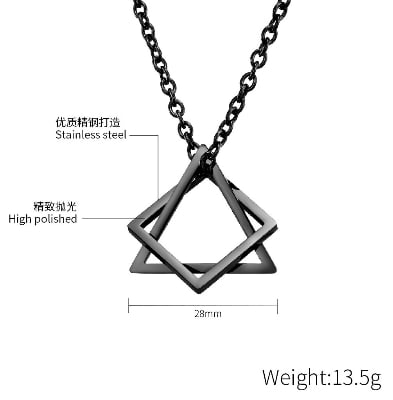 Picture of Men's Square Triangle Necklace Hip-Hop Boys' Personalized Sweater Necklace