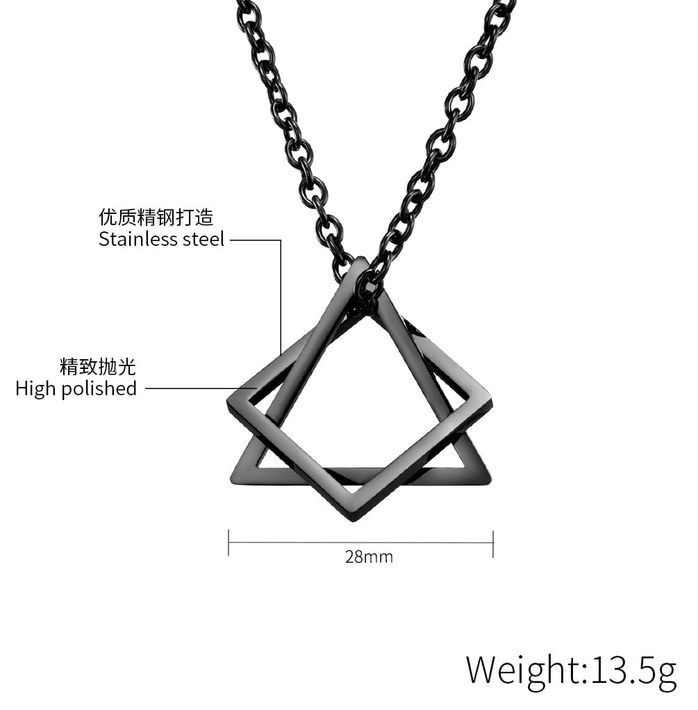 Picture of Square Triangle Male for Men Stainless Steel Modern Trendy Geometric Stacking Streetwear Necklace