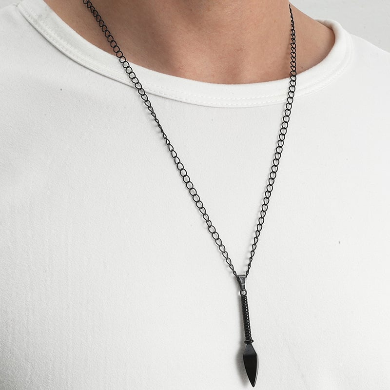 Picture of Jewelry Punk Retro Titanium Steel Spear Necklace Arrow Vintage Choker - Black