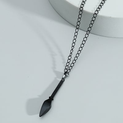 Picture of Men's Arrowhead Necklace for Men men Handcrafted Necklace Black Goth Coated Antique Chain Necklace Boyfriend Men's Jewelry - Black