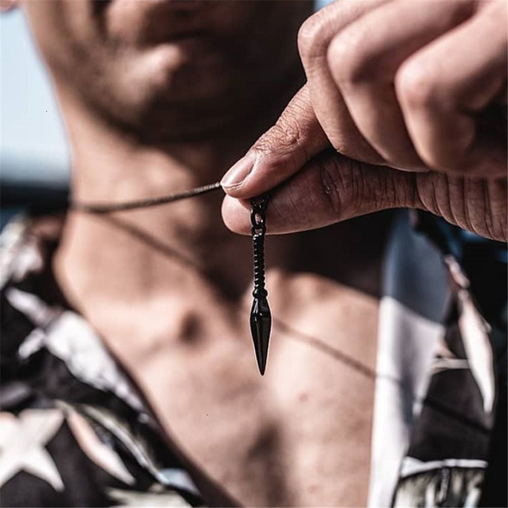 Picture of Men's Arrowhead Necklace for Men men Handcrafted Necklace Black Goth Coated Antique Chain Necklace Boyfriend Men's Jewelry - Black