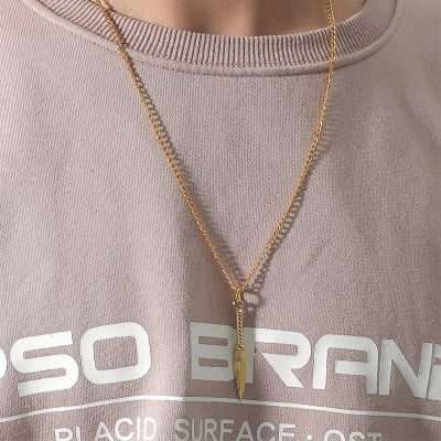 Picture of Men's Stainless Steel Ninja Weapons Kunai Shuriken Spear Arrowhead Pendant Necklace - Gold