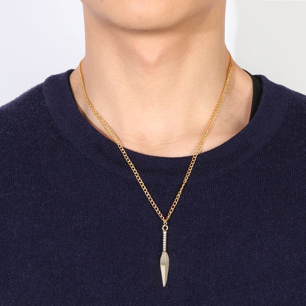 Picture of LANHI Men's Stainless Steel Ninja Weapons Kunai Shuriken Spear Arrowhead Pendant Necklace